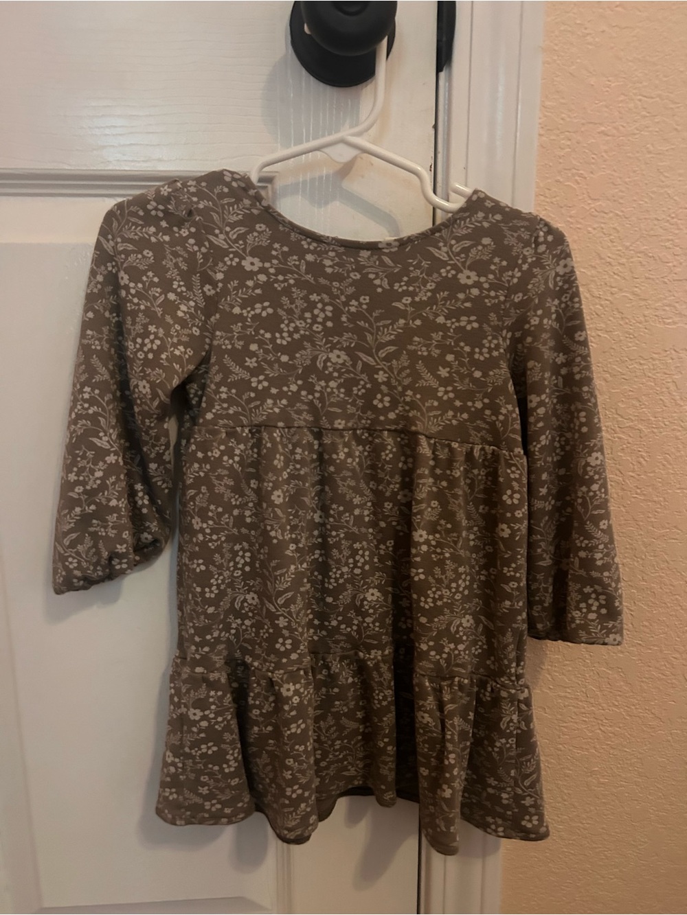Colored Organics Sofia Long Sleeve Tiered Dress - Hailey Floral / Driftwood
